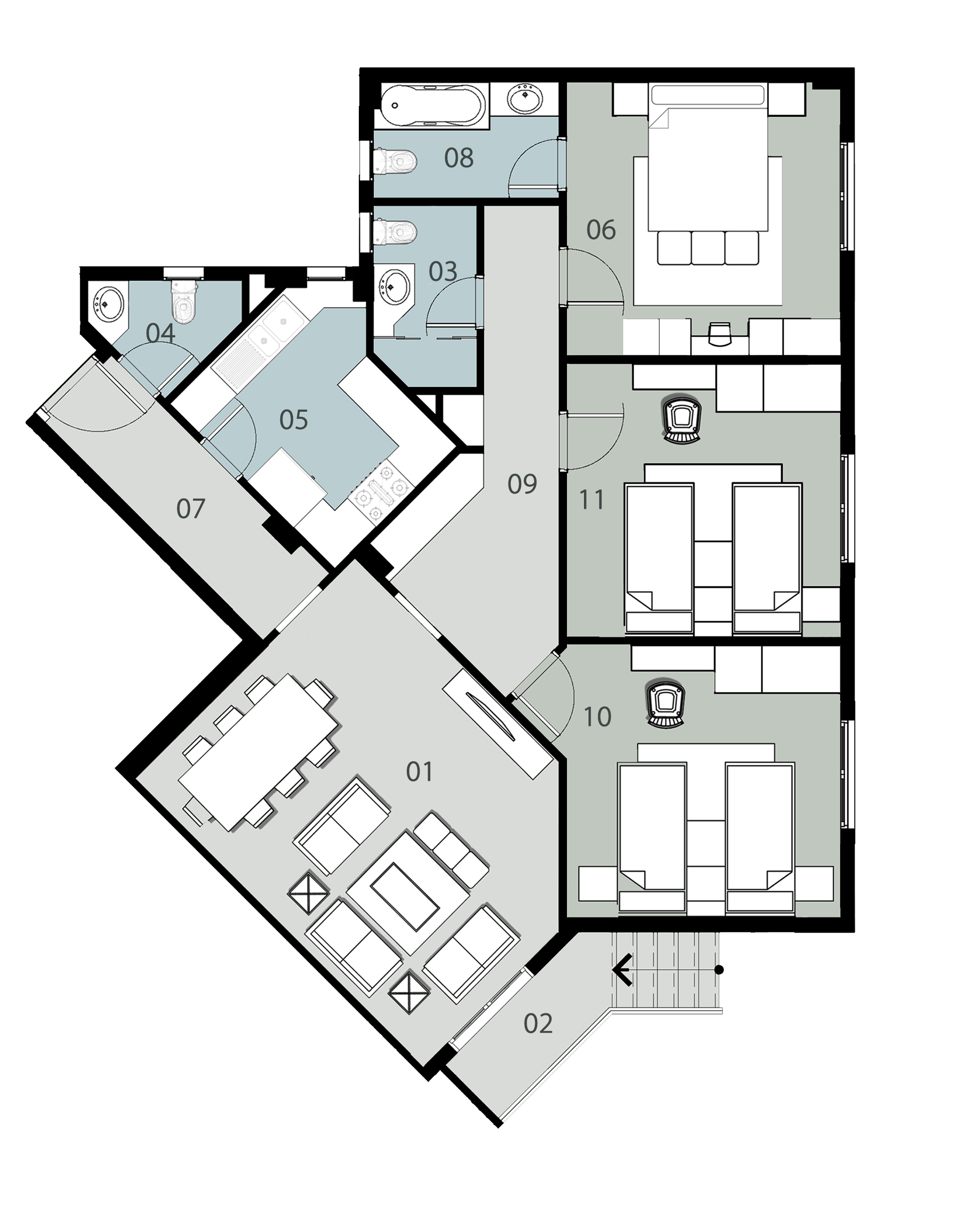 (3a & 3b) الطابق الارضى